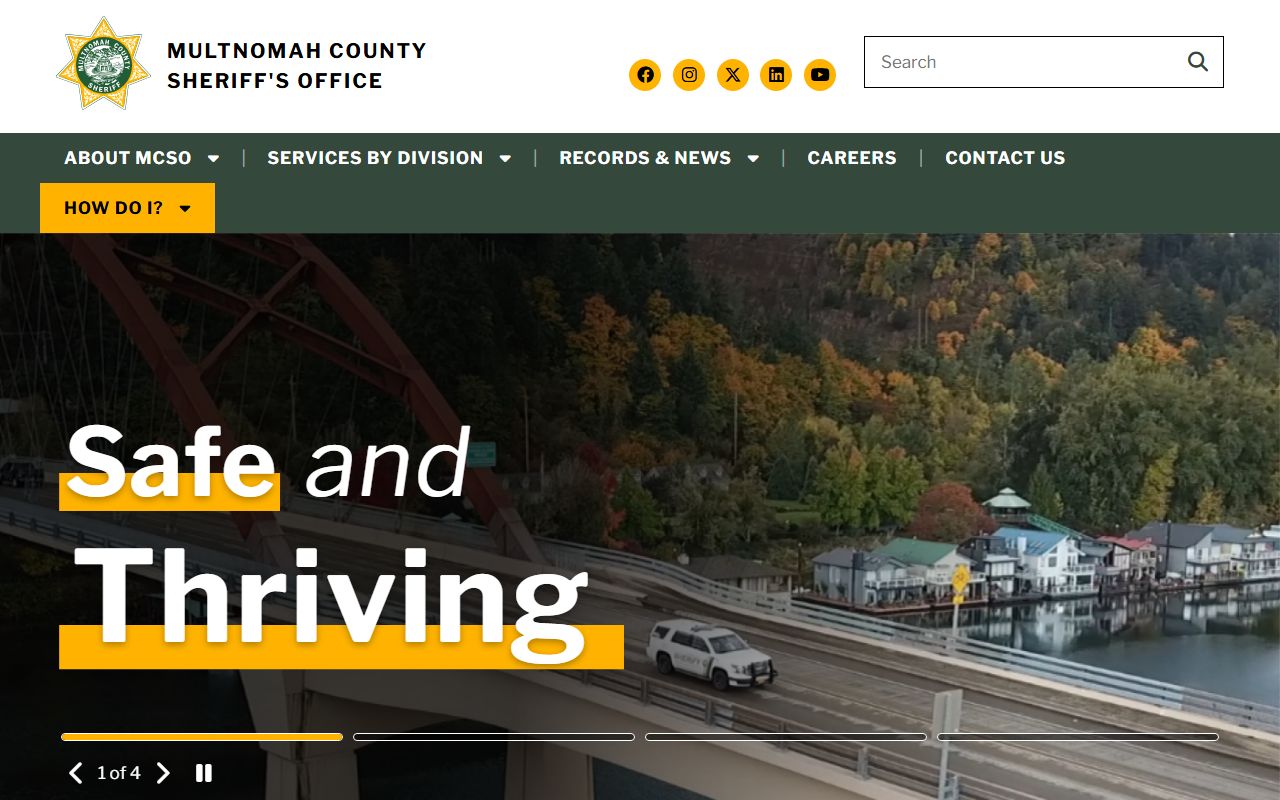Multnomah County Sheriff home page for jail and court records