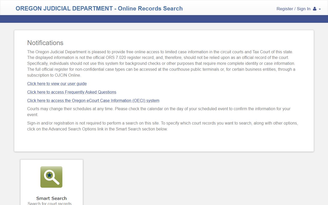 Multnomah County Court records search on the Oregon Judicial Department web portal