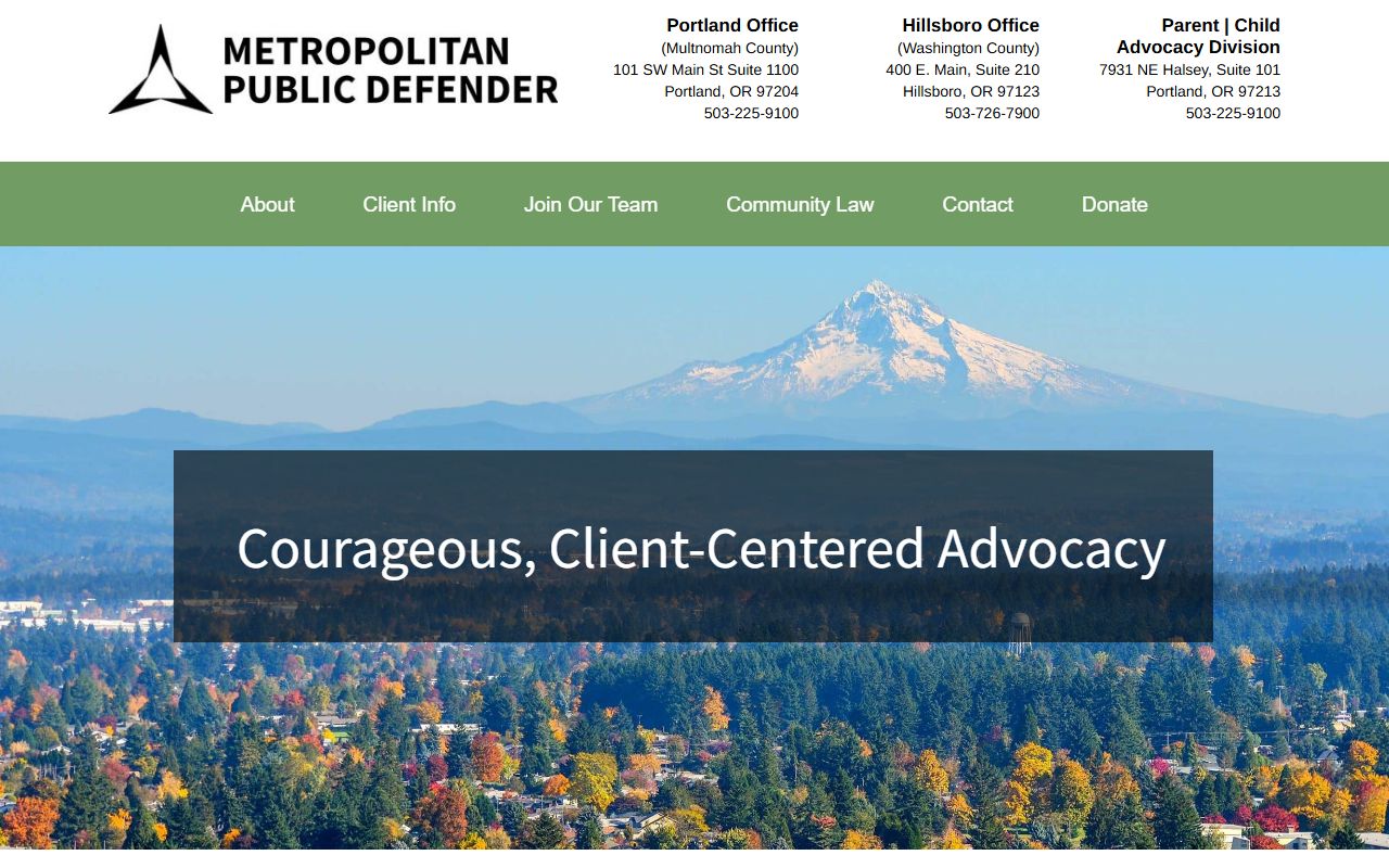 Metropolitan Public Defender page for Multnomah County criminal records