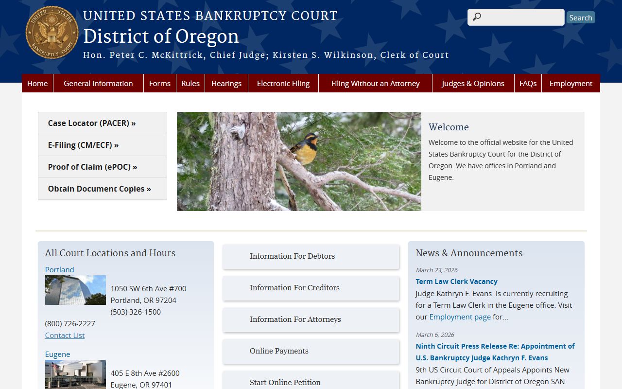 Oregon Bankruptcy Court for Multnomah County federal records