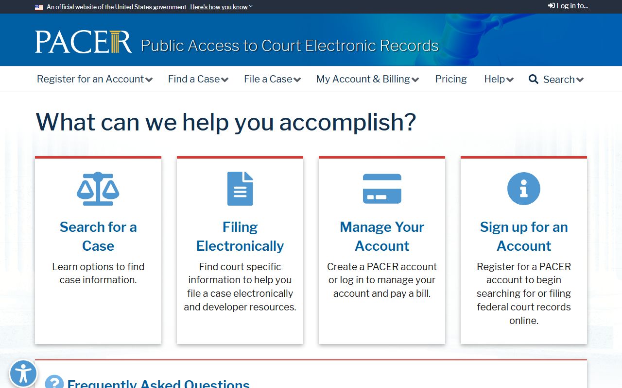 PACER federal court records system for Multnomah County federal cases