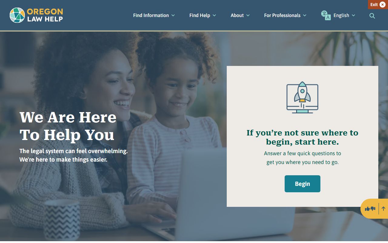 Oregon Law Help page for Multnomah County legal aid