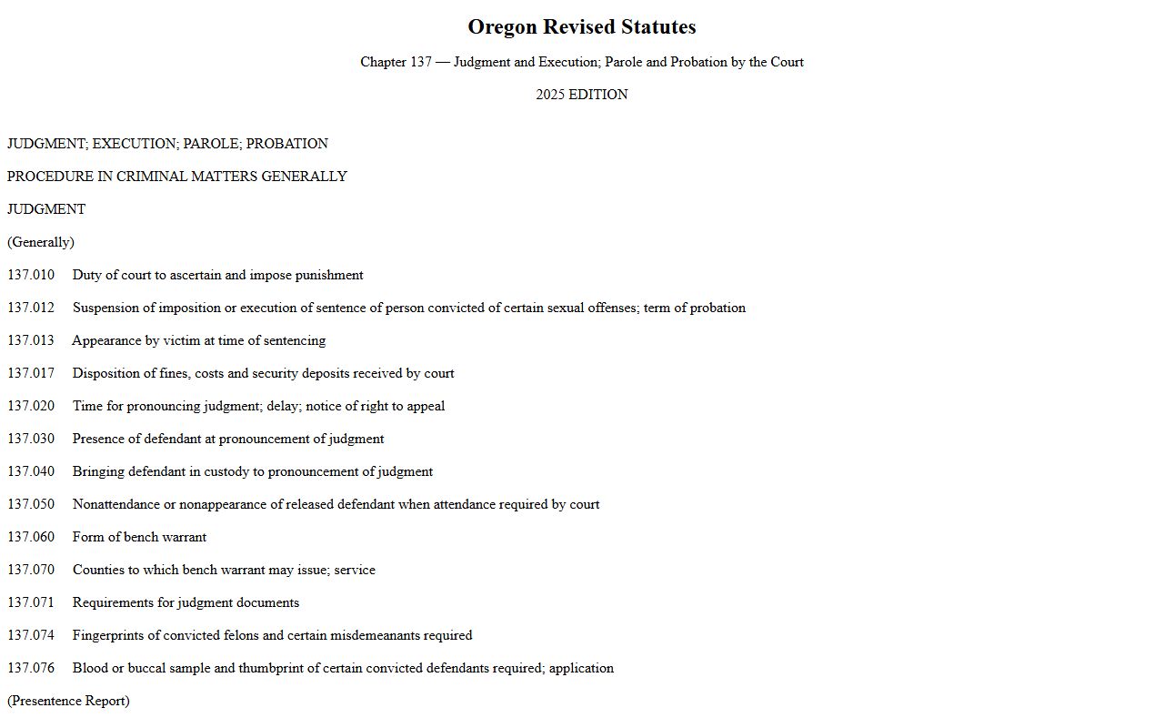 Oregon Revised Statutes Chapter 137 set aside page for Multnomah County records
